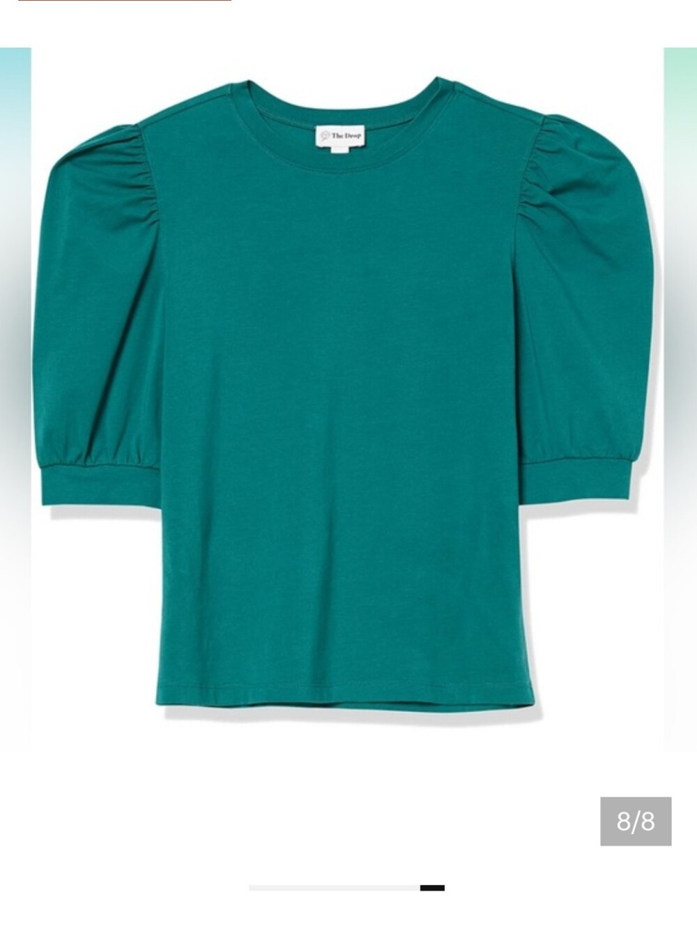Women's Teal Puff Sleeve Crewneck Top
